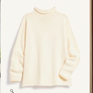 Frank & Eileen Cream Rolled Funnel neck Sweater